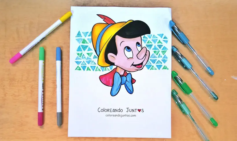 Drawing of Pinocchio colored by Coloring Together