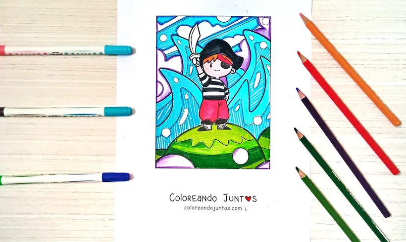 Pirate drawing colored by Coloring Together
