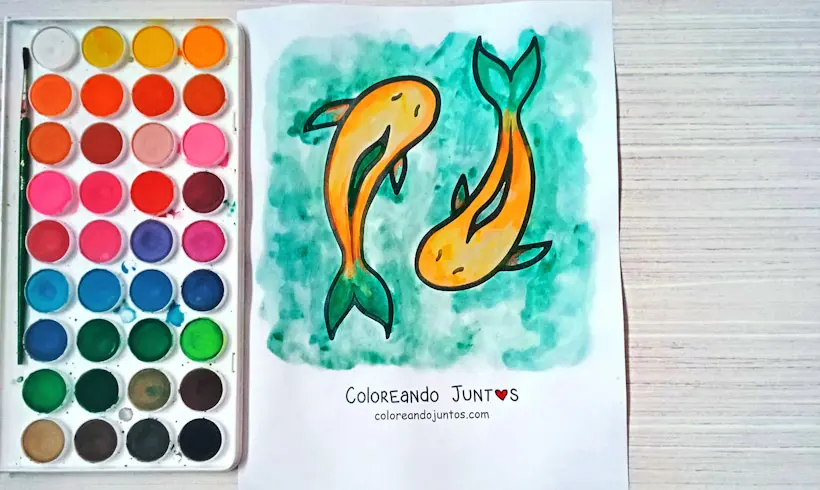 Pisces sign drawing colored by Coloring Together