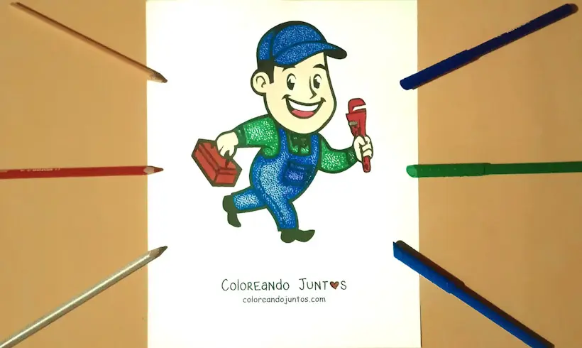 Drawing of a plumber colored by Coloring Together