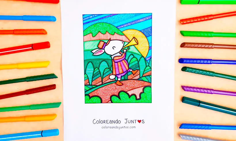 Rabbit drawing colored by Coloring Together