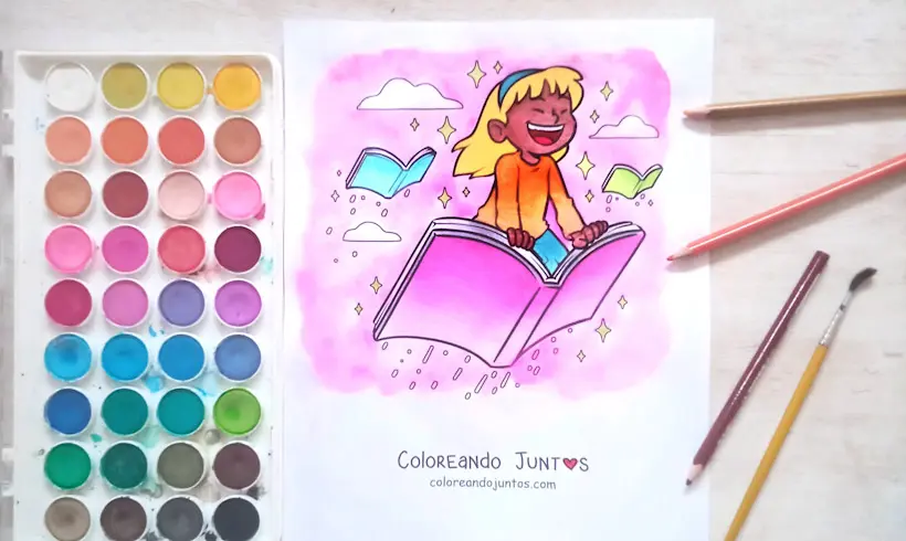 Reading drawing colored by Coloring Together