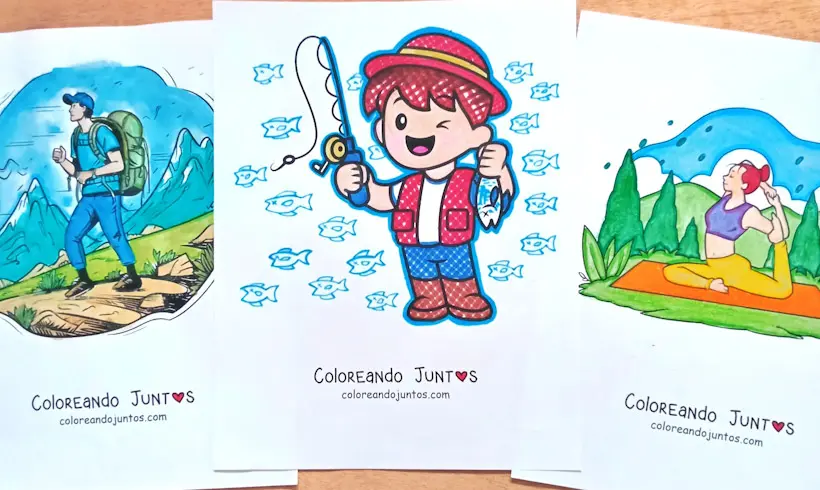 Recreational activities coloring pages colored by Coloring Together