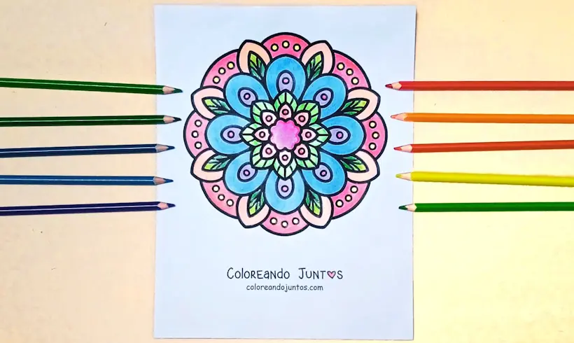 Relaxing mandala drawing colored by Coloring Together