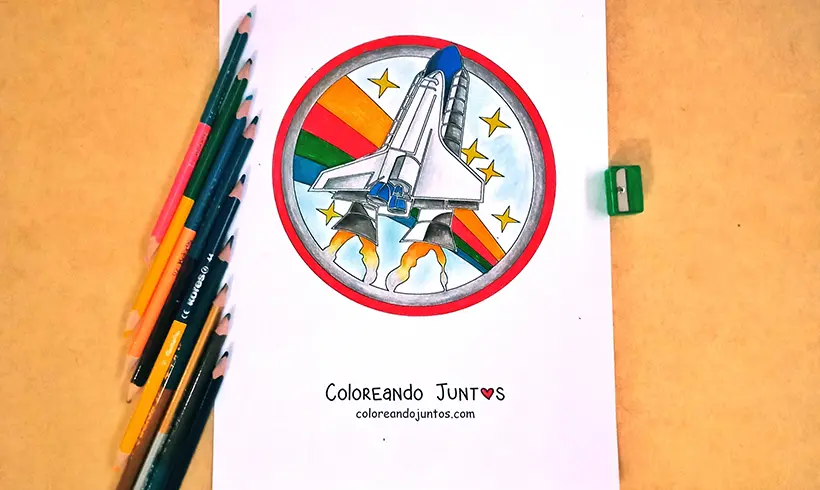 Drawing of a rocket colored by Coloring Together
