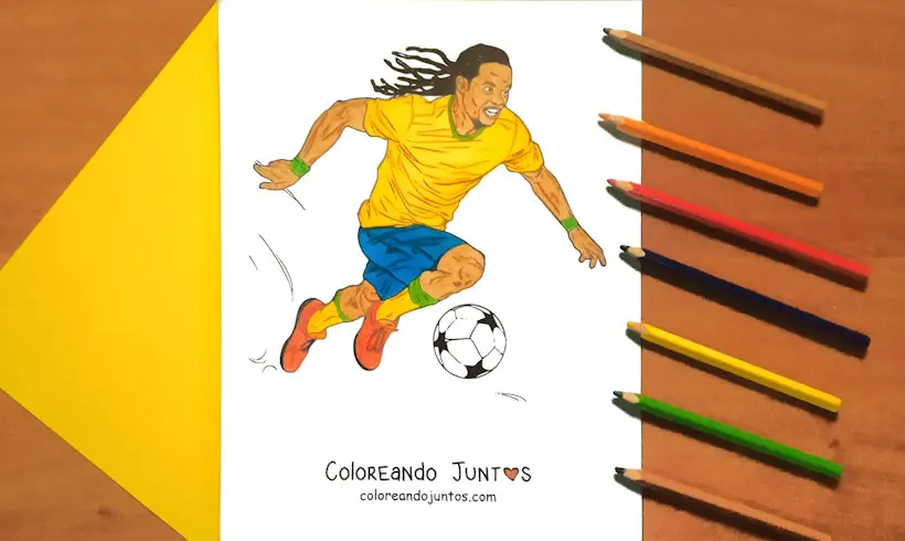 Drawing of Ronaldinho colored by Coloring Together