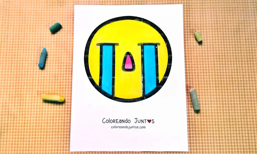 Drawing of a sad emoji colored by Coloring Together