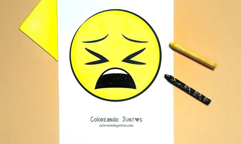 Drawing of a scared emoji colored by Coloring Together