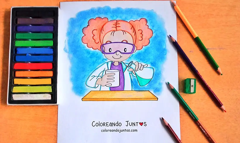 Drawing of a scientist colored by Coloring Together
