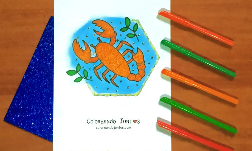Drawing of the Scorpio sign colored by Coloring Together