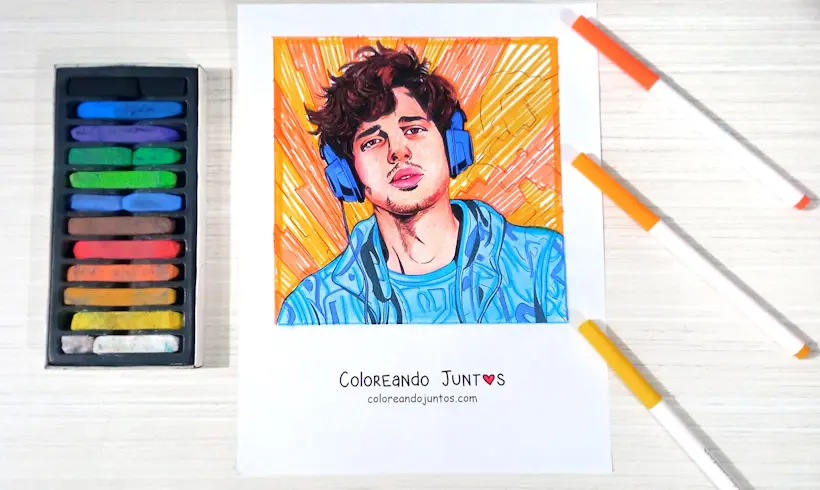 Drawing of Sebastián Yatra colored by Coloring Together