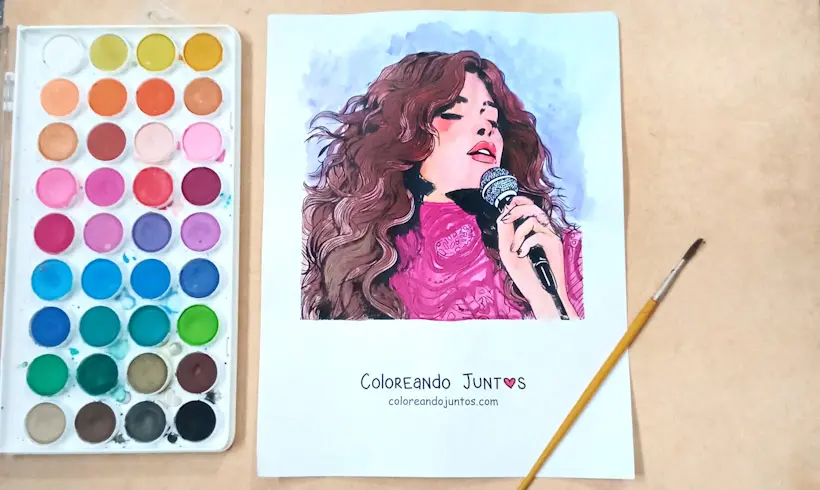 Drawing of Selena Gomez colored by Coloring Together