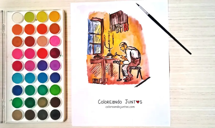 Drawing of a shoemaker colored by Coloring Together