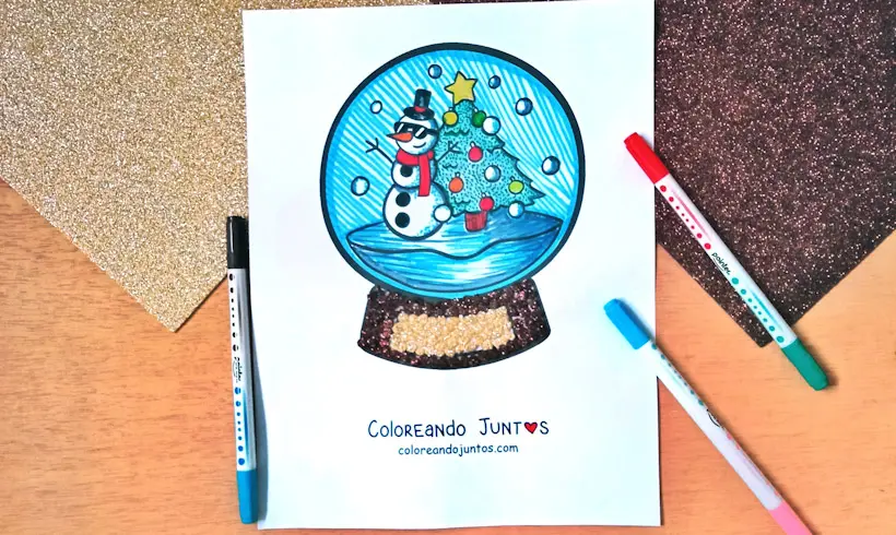 Snow globe drawing colored by Coloring Together
