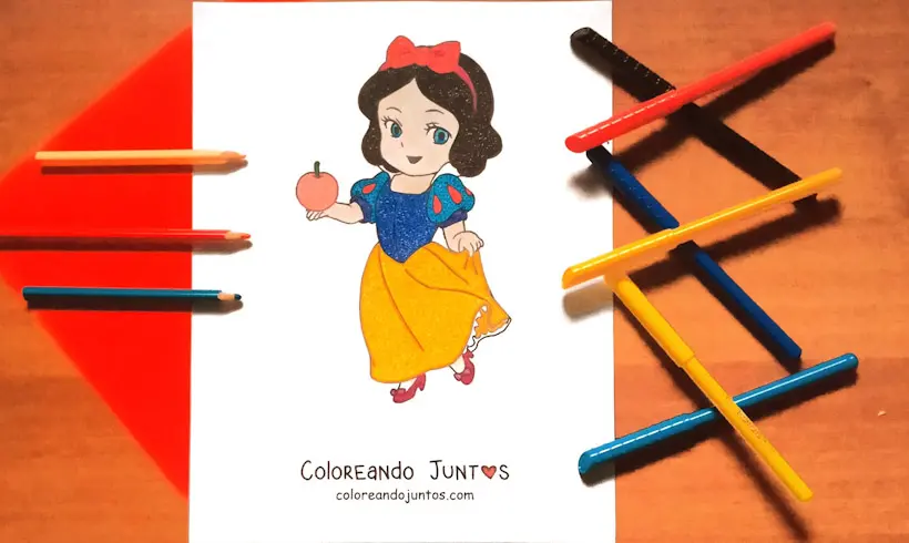 Drawing of Snow White colored by Coloring Together