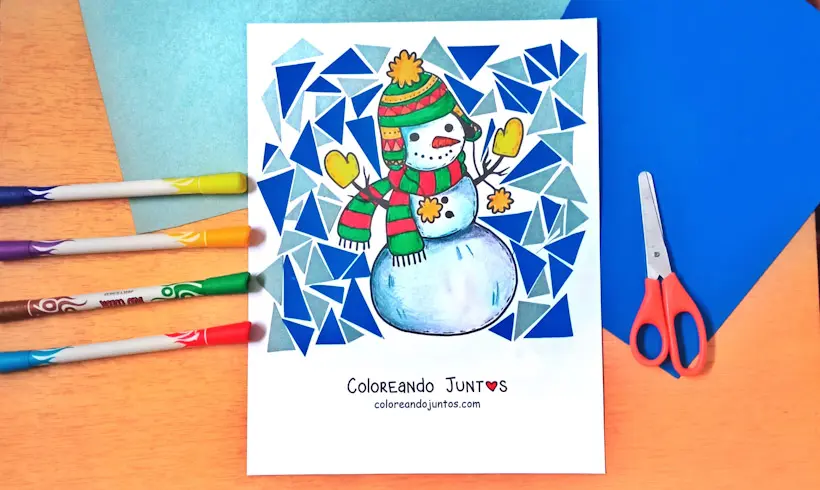 Snowman drawing colored by Coloring Together