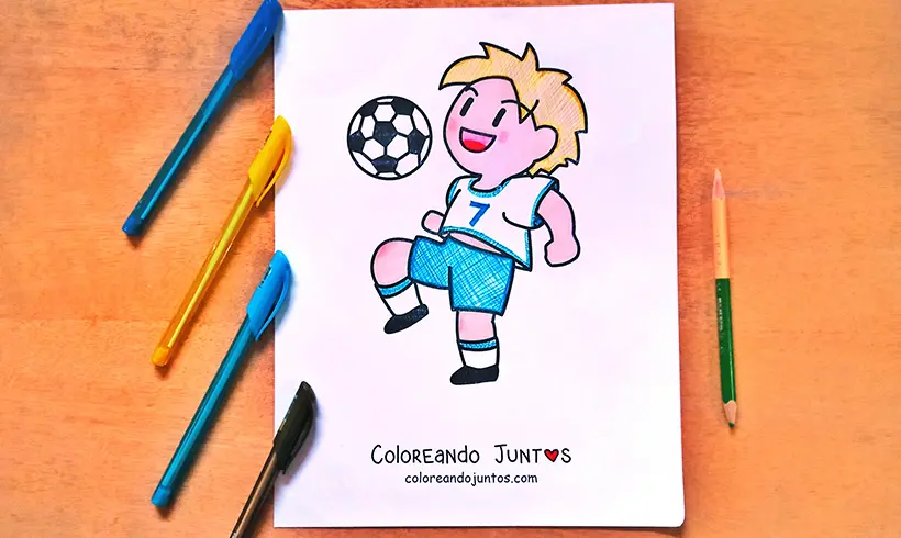 Soccer drawing colored by Coloring Together