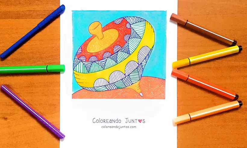 Spinning top drawing colored by Coloring Together
