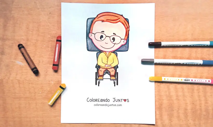 Drawing of Stephen Hawking colored by Coloring Together