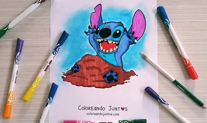 Stitch drawing colored by Coloring Together