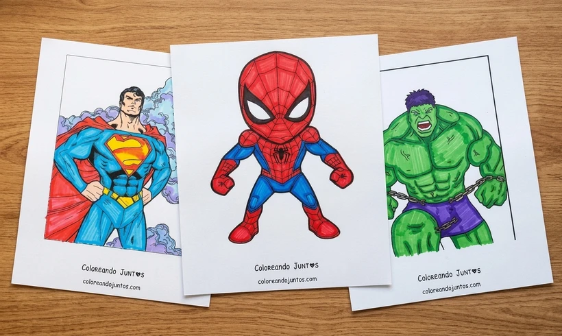 Superhero drawings colored by Coloring Together