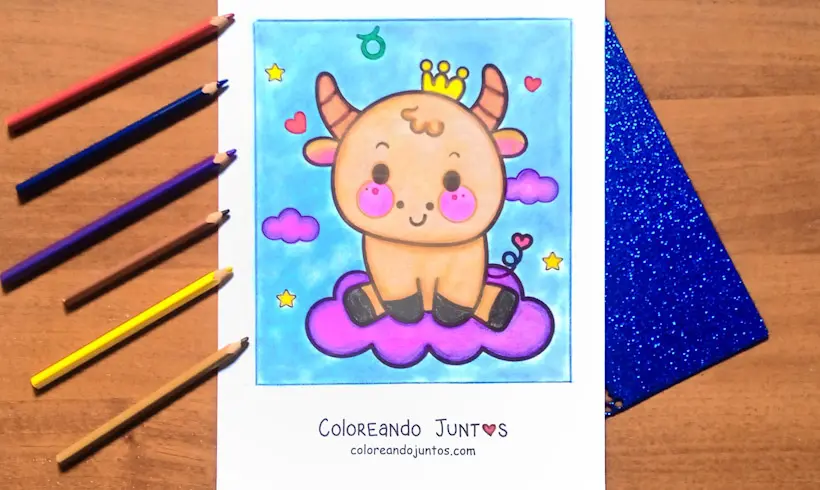 Drawing of the Taurus sign colored by Coloring Together