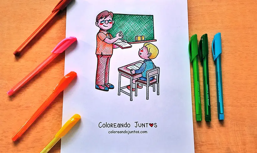 Teacher drawing colored by Coloring Together