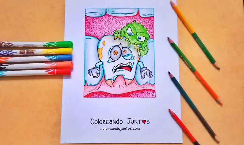 Tooth drawing colored by Coloring Together