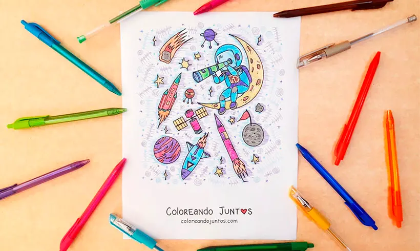 Drawing of telescope colored by Coloring Together