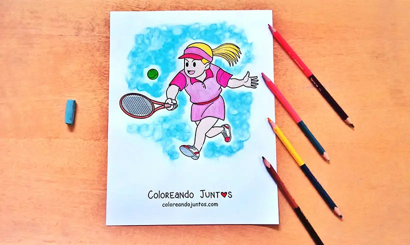 Tennis drawing colored by Coloring Together
