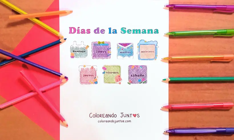 Days of the week for kids colored by Coloring Together