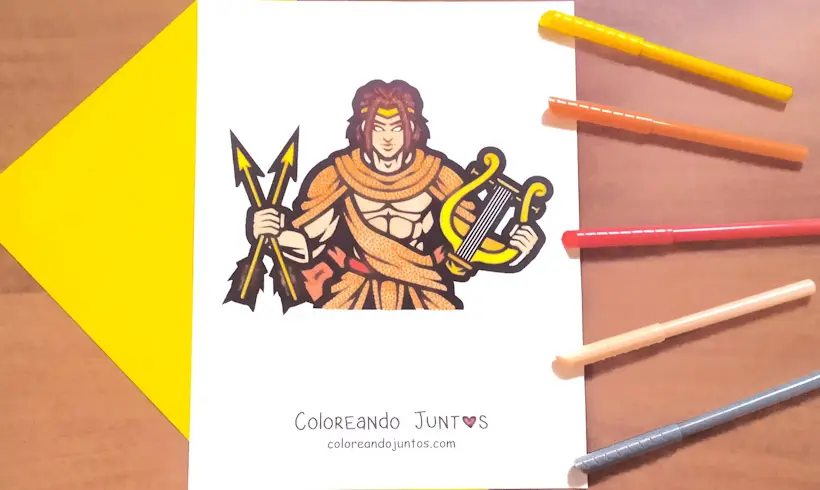 Drawing of the god Apollo colored by Coloring Together