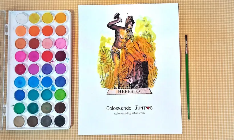 Drawing of the god Hephaestus colored by Coloring Together