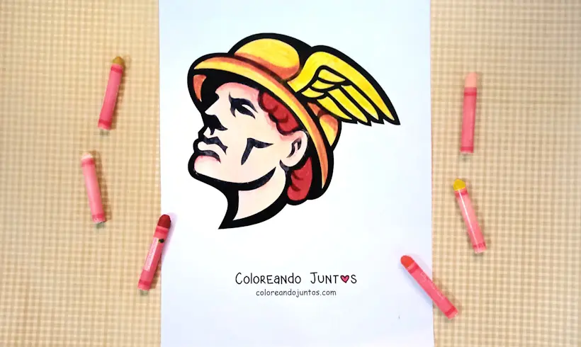Drawing of the god Hermes colored by Coloring Together