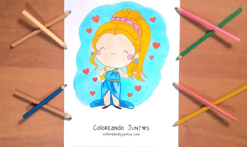 Drawing of the goddess Aphrodite colored by Coloring Together