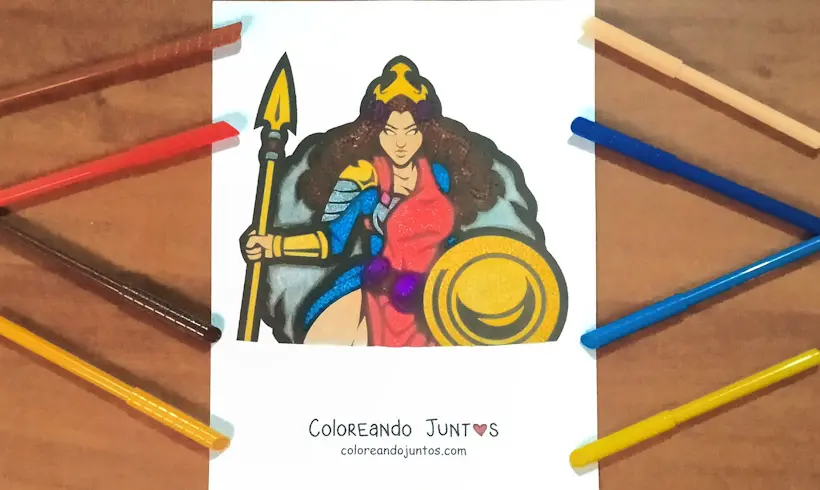 Drawing of the goddess Athena colored by Coloring Together