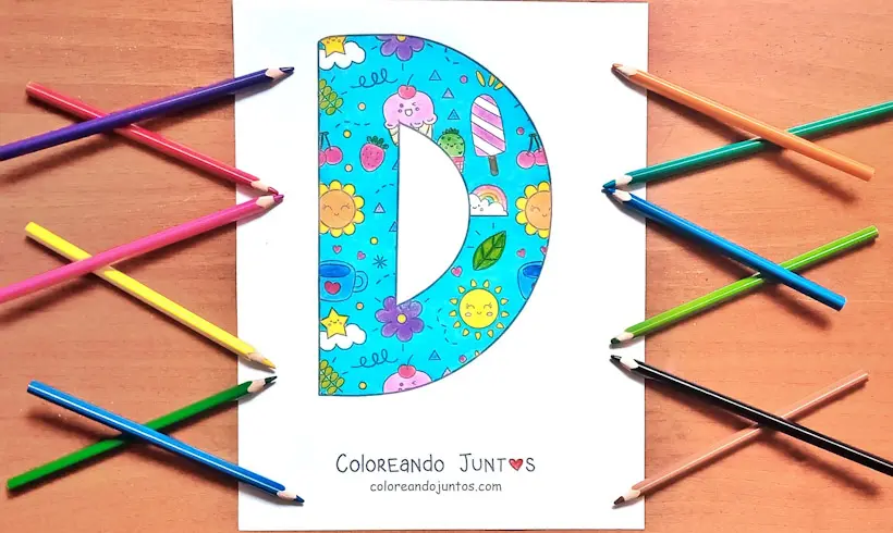 Drawing of the letter D colored by Coloring Together