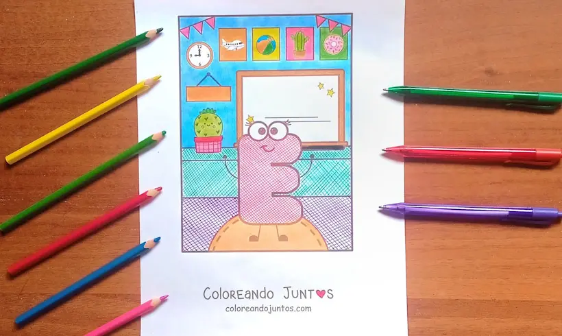 Drawing of the letter E colored by Coloring Together