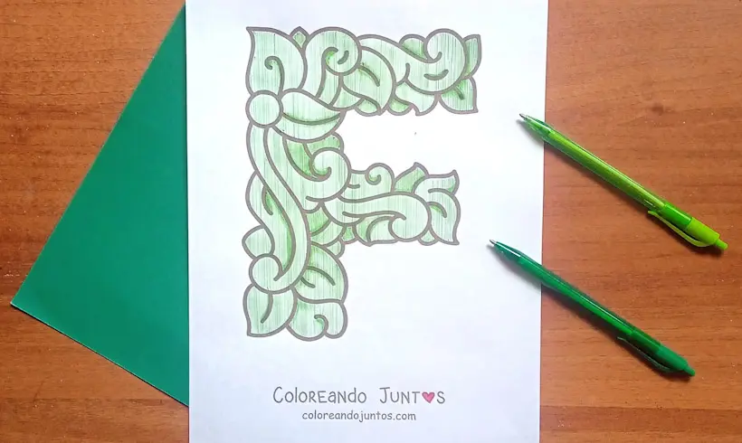 Letter F drawing colored by Coloring Together