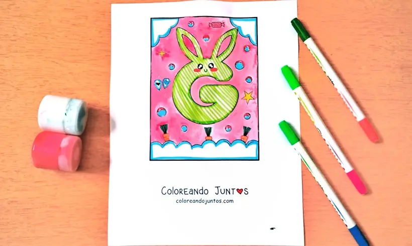Coloring page of the letter G colored by Coloring Together