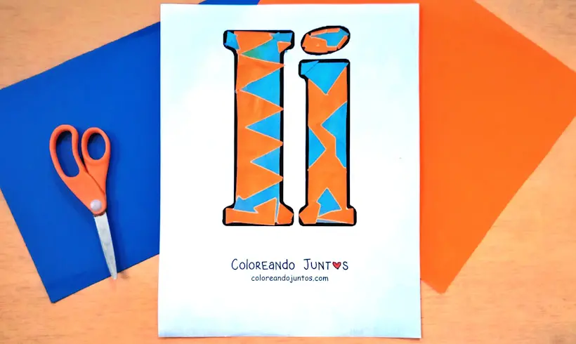 Drawing of the letter I colored by Coloring Together
