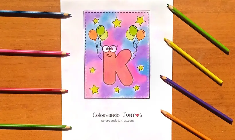 Letter K drawing colored by Coloring Together