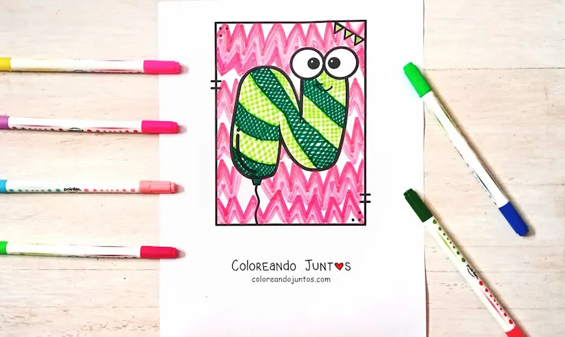 Drawing of the letter N colored by Coloring Together