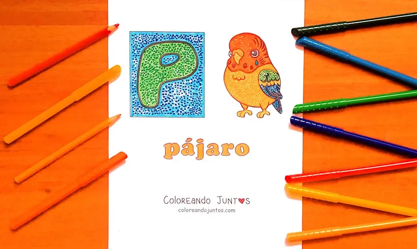Letter P drawing colored by Coloring Together