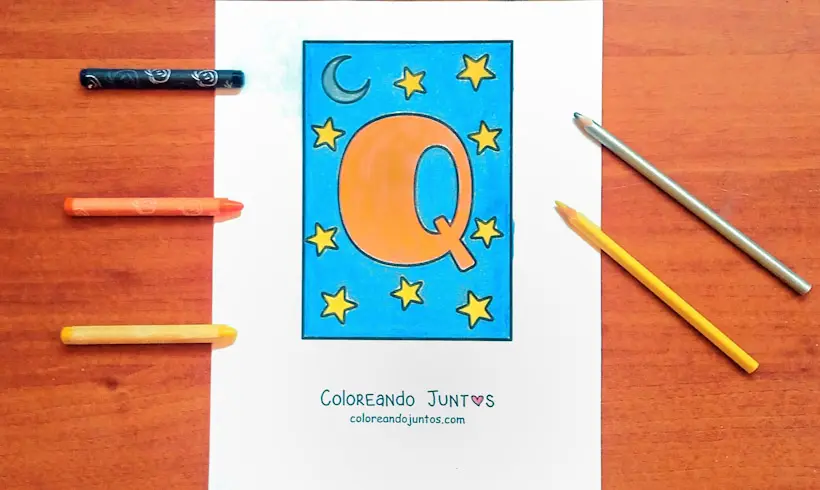 Drawing of the letter Q colored by Coloring Together