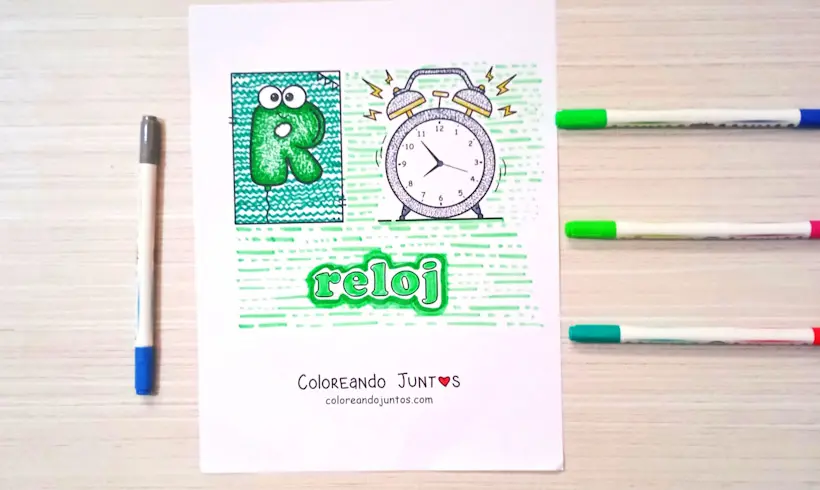 Drawing of the letter R colored by Coloring Together