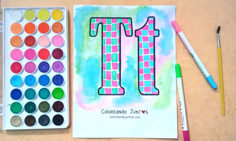 Letter T colored by Coloring Together
