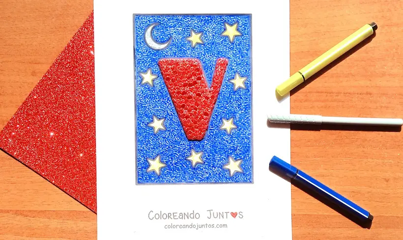 Picture of the letter V colored by Coloring Together