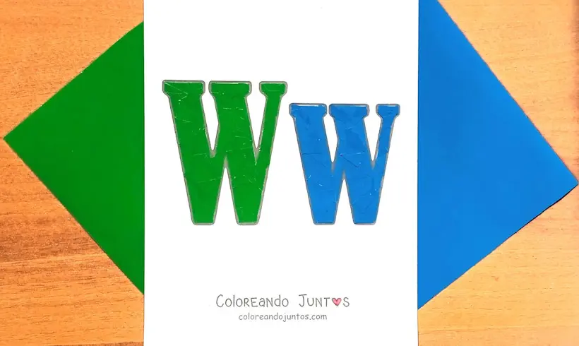 Letter W drawing colored by Coloring Together