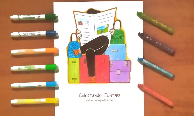 Drawing of a man reading the newspaper colored by Coloring Together